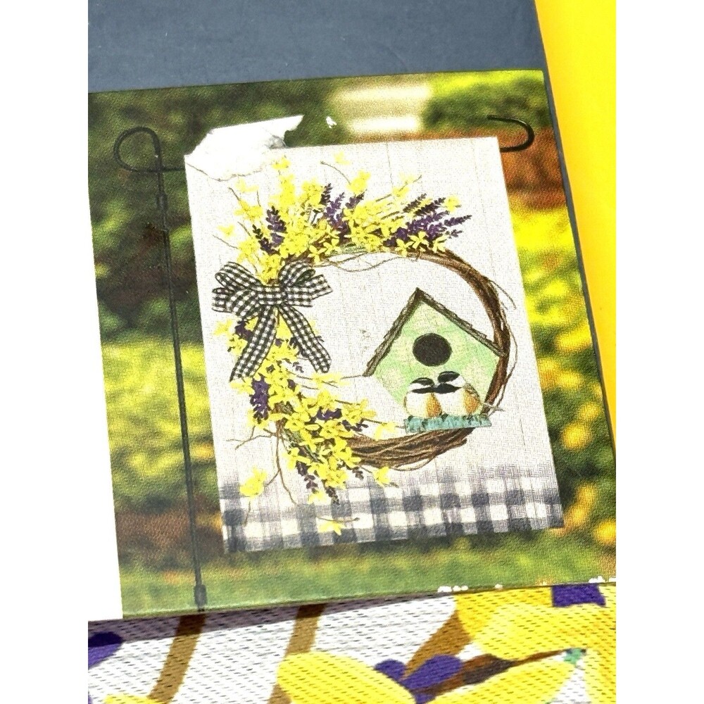 Style Selections flowers wreath  bird House garden Flag Size 12.5"X18"
